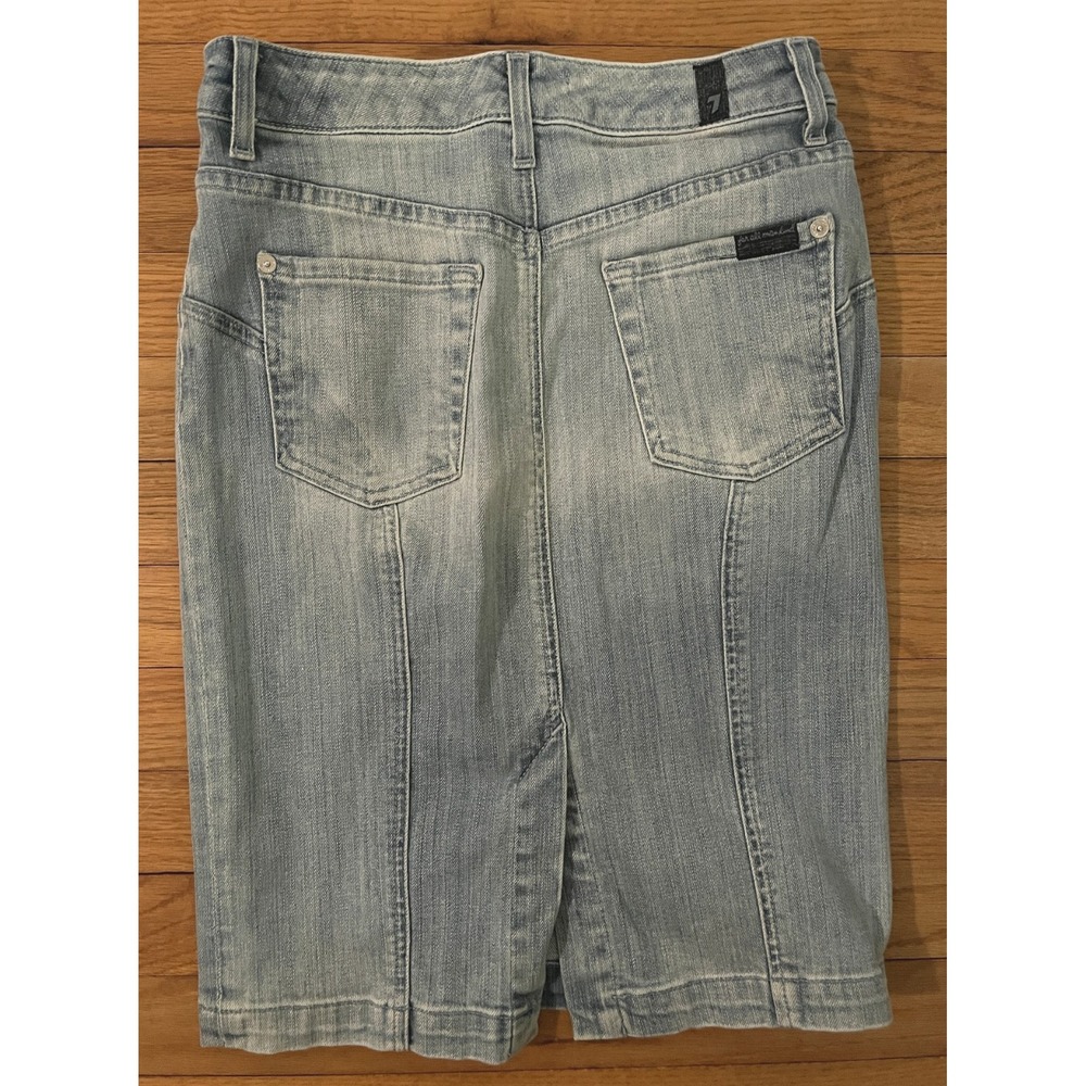 7 for all Mankind Knee Length Light Blue Denim Jean Skirt Women 25